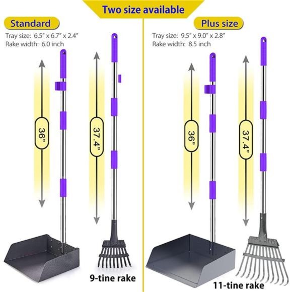 Large & Small Dog - Stainless Dog Pooper Scooper w/ 37.4" No Bending Long Handle - Picture 6 of 6